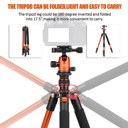 Zomei Q555 Professional Aluminum Video Camera Travel Tripod 360 Ball Head