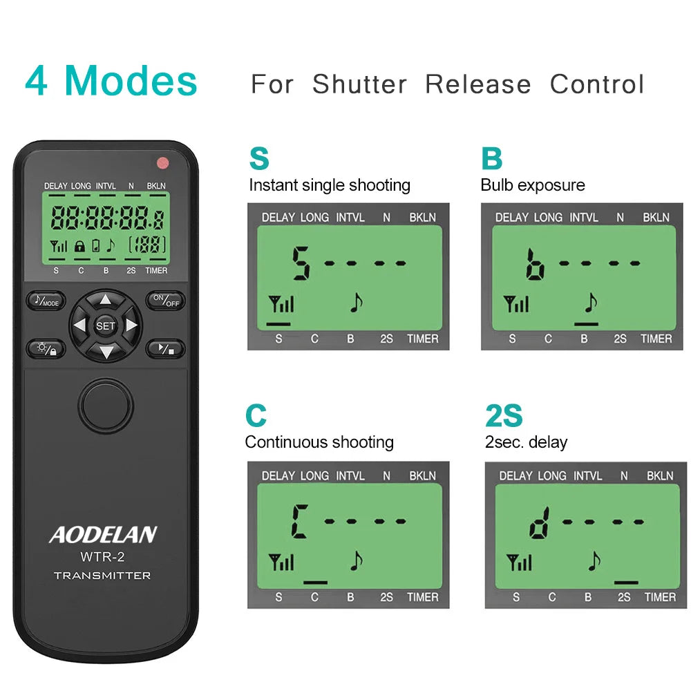 Wireless Timelapse Intervalometer Remote Control Shutter Release For Canon Nikon Sony Panasonic Fujifilm Camera